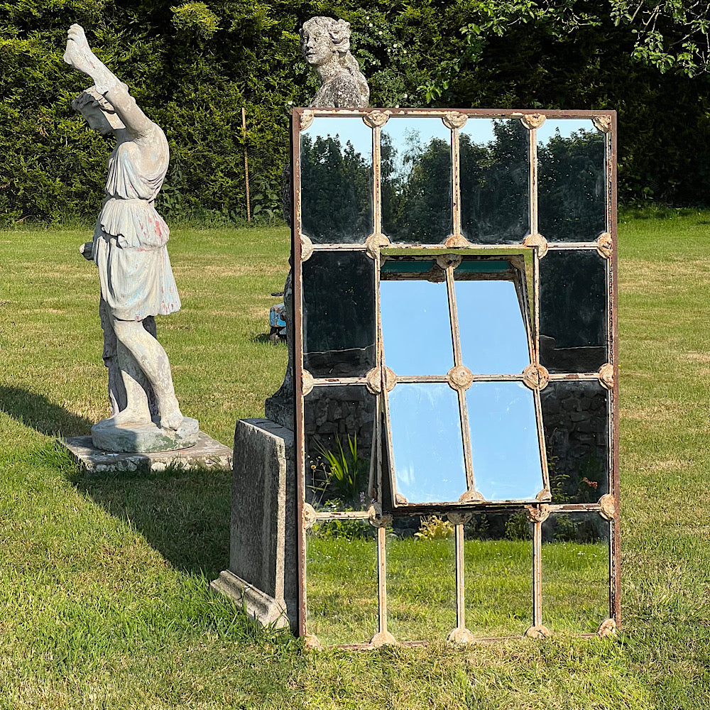 Cast Iron English Reclaimed Window Mirror c.1850