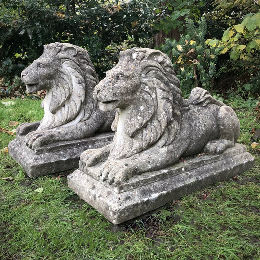 Pair of Recumbent Lions c.1930