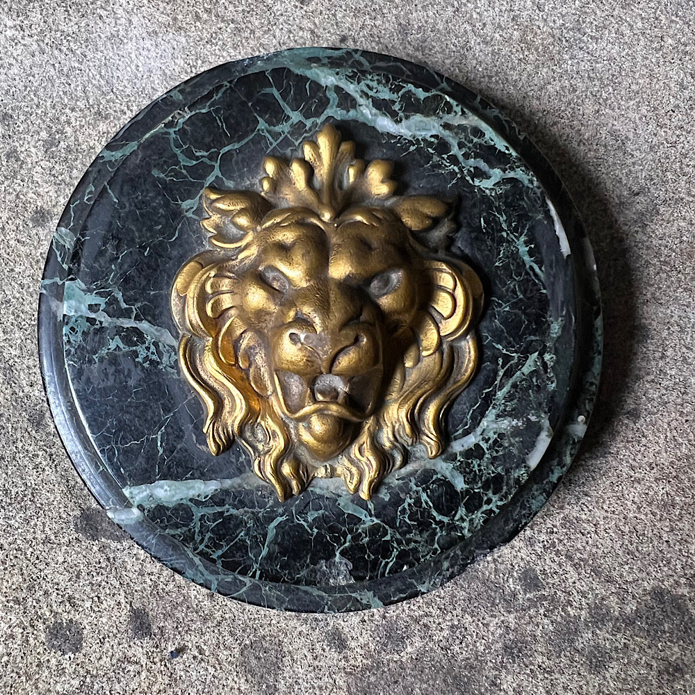 Gilt Bronze Lion & Verde Antico Marble Paperweight c.1820