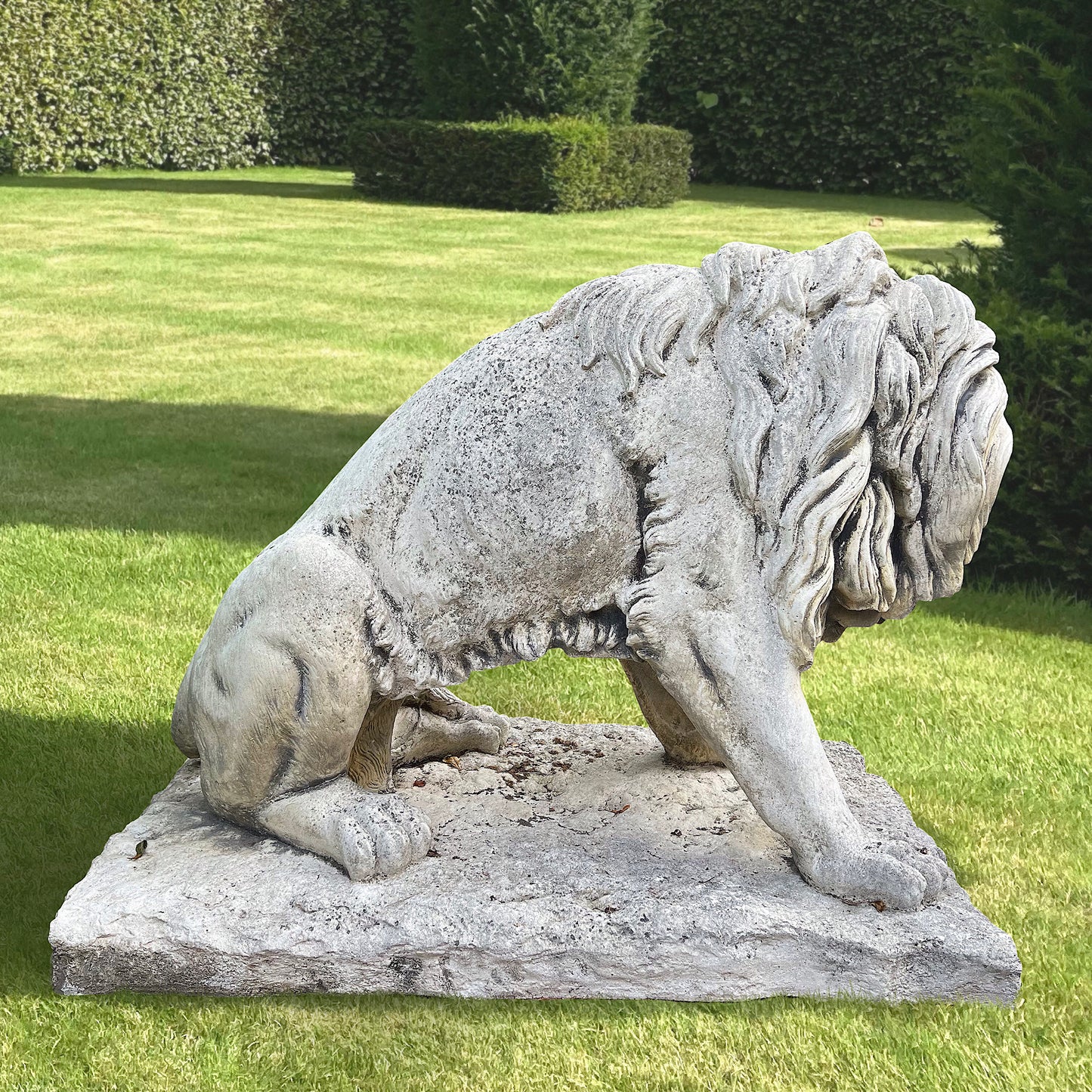 Monumental Pair of Lion Garden Statues