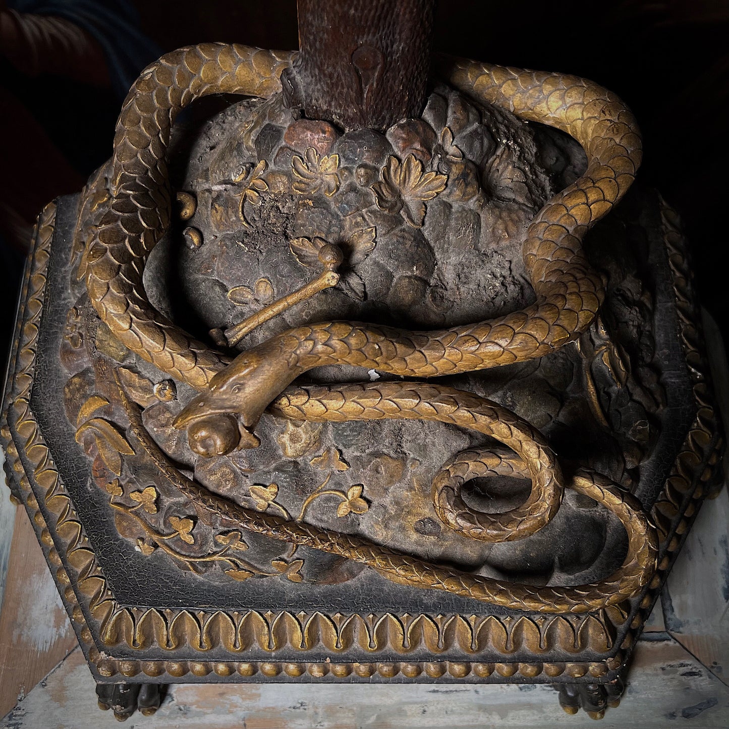 Northern Italian Altar Crucifix with Serpent Vanitas c.1750