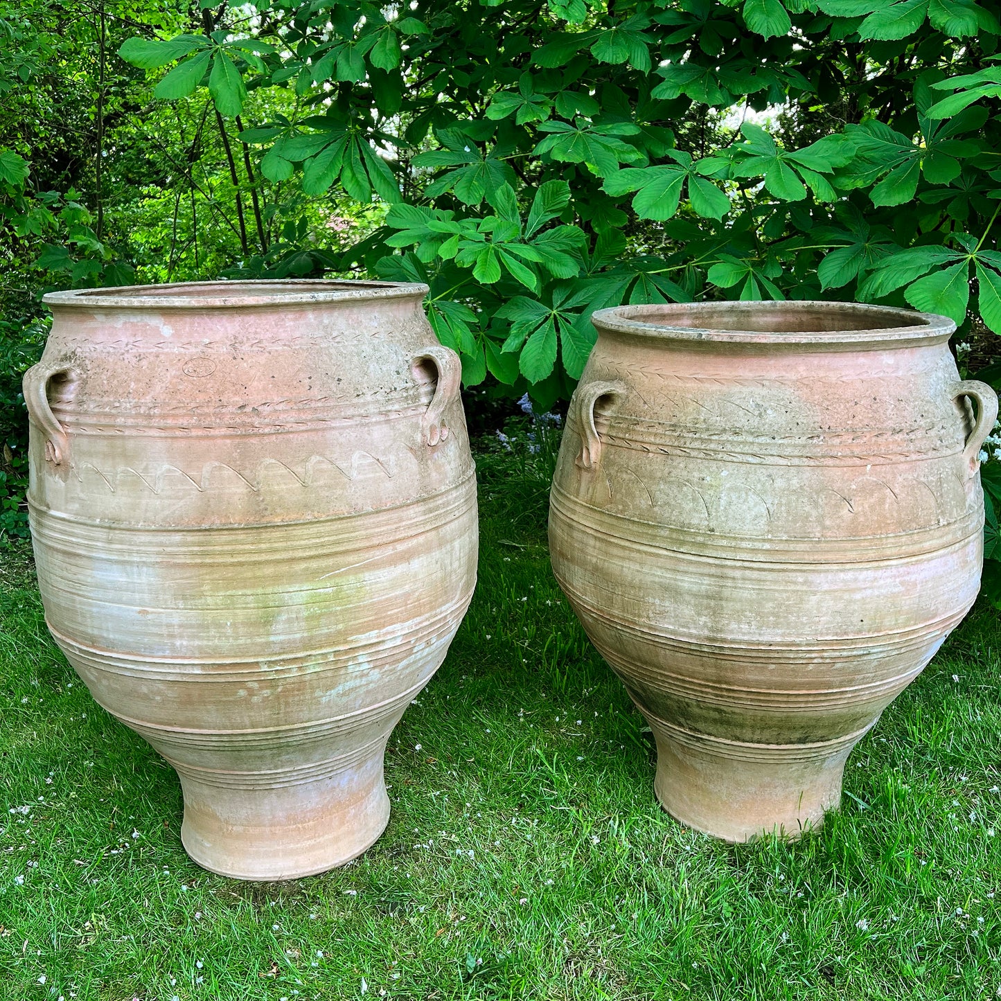 An XL Pair of Terracotta Cretan Greek Pithoi Jars