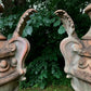 Pair of Huge Italian Terracotta Classical Urns & Plinths