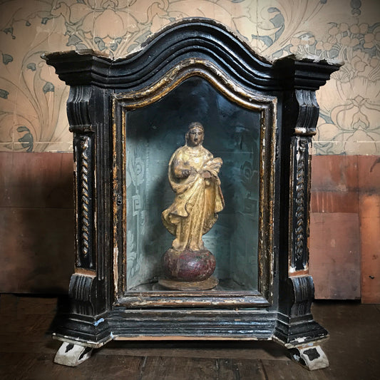 Italian Tabernacle c. 1750 with Early Virgin Mary Icon