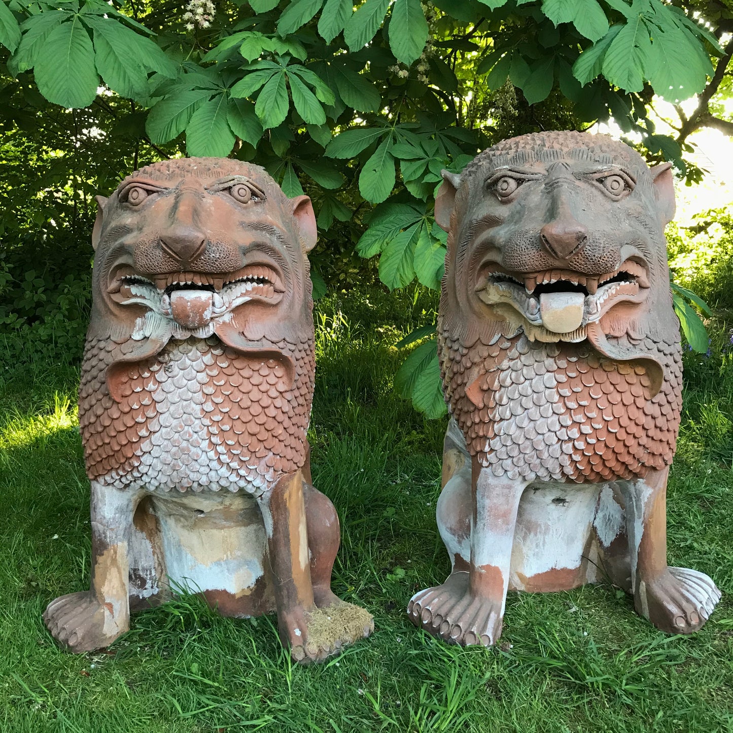 A Pair Terracotta Gatekeeper Lions/ Dogs of Foo