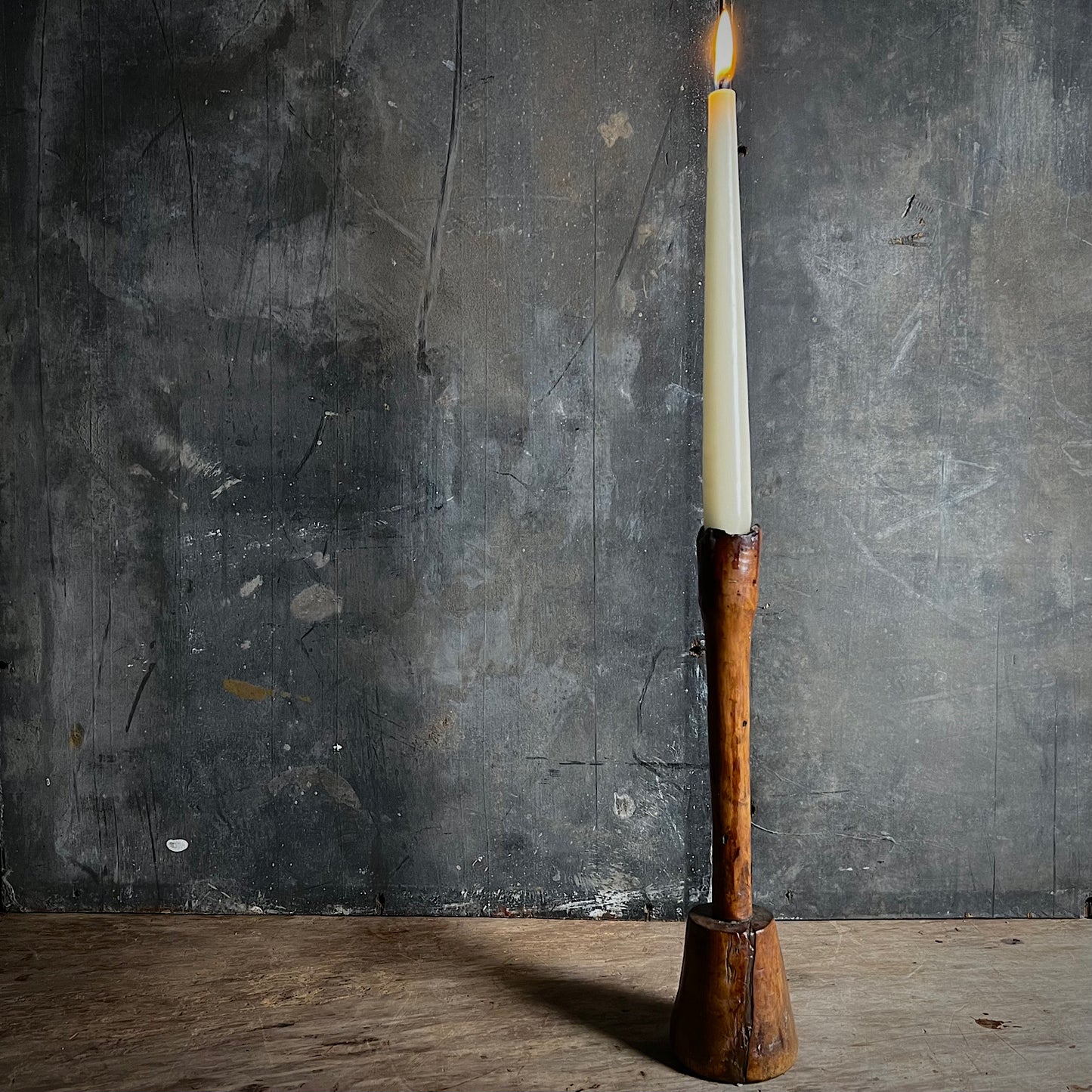 Primitive Yew Wood Candlestick c.1700