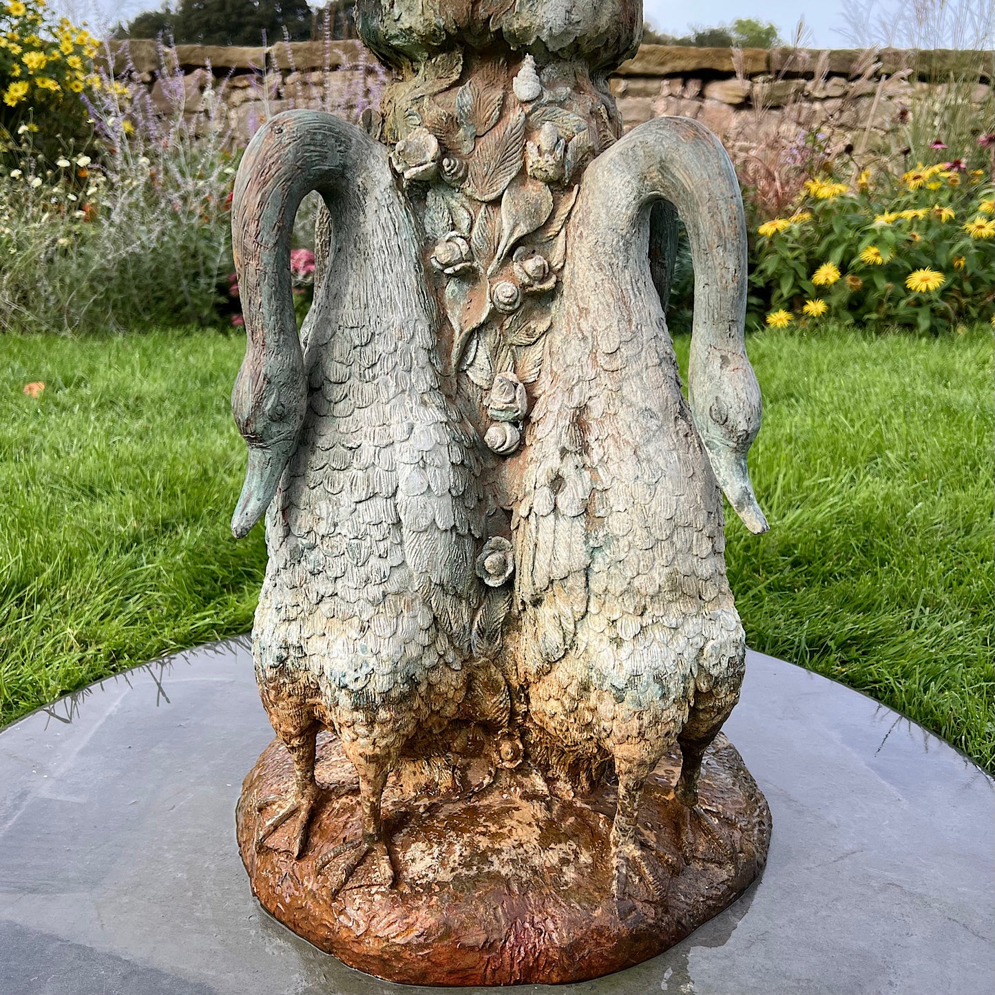 French Bronze Boy Holding Carp Fountain