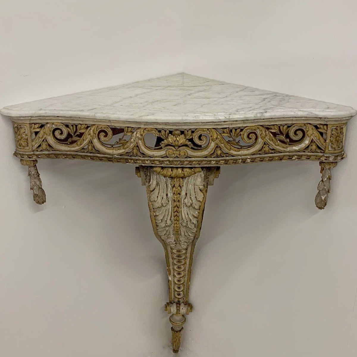 19th Century French Carved Corner Console