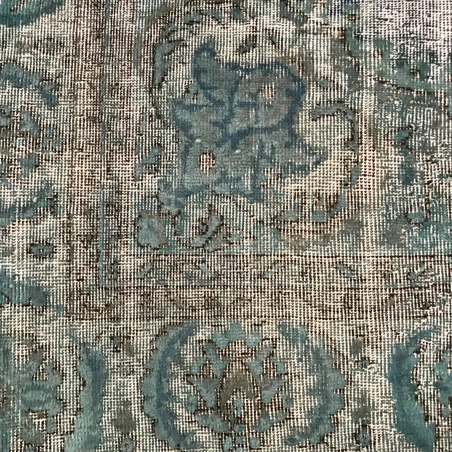 Antique Artisan Re-Worked Turkish Carpet Faded Turquoise