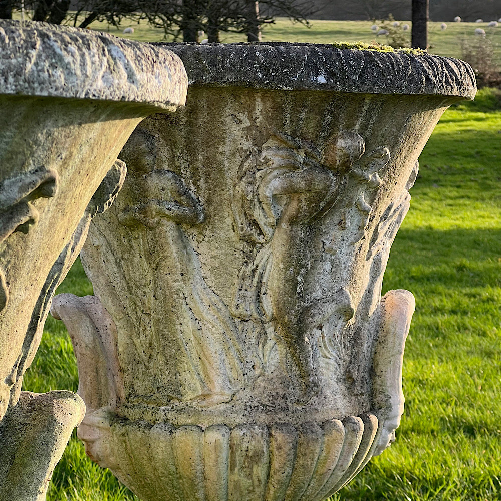 Pair of Large Lobed ‘Medici’ Urns