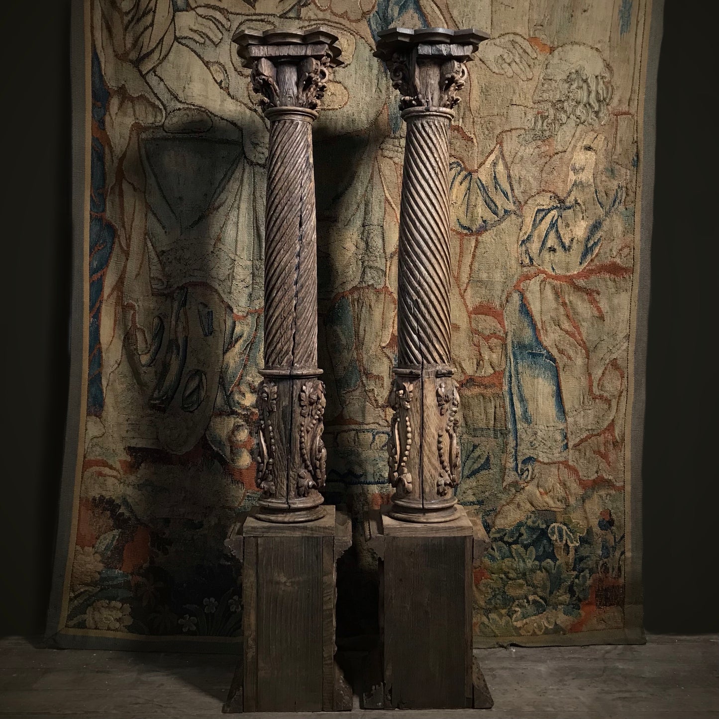 Pair of Ornately Carved Columns c.1650