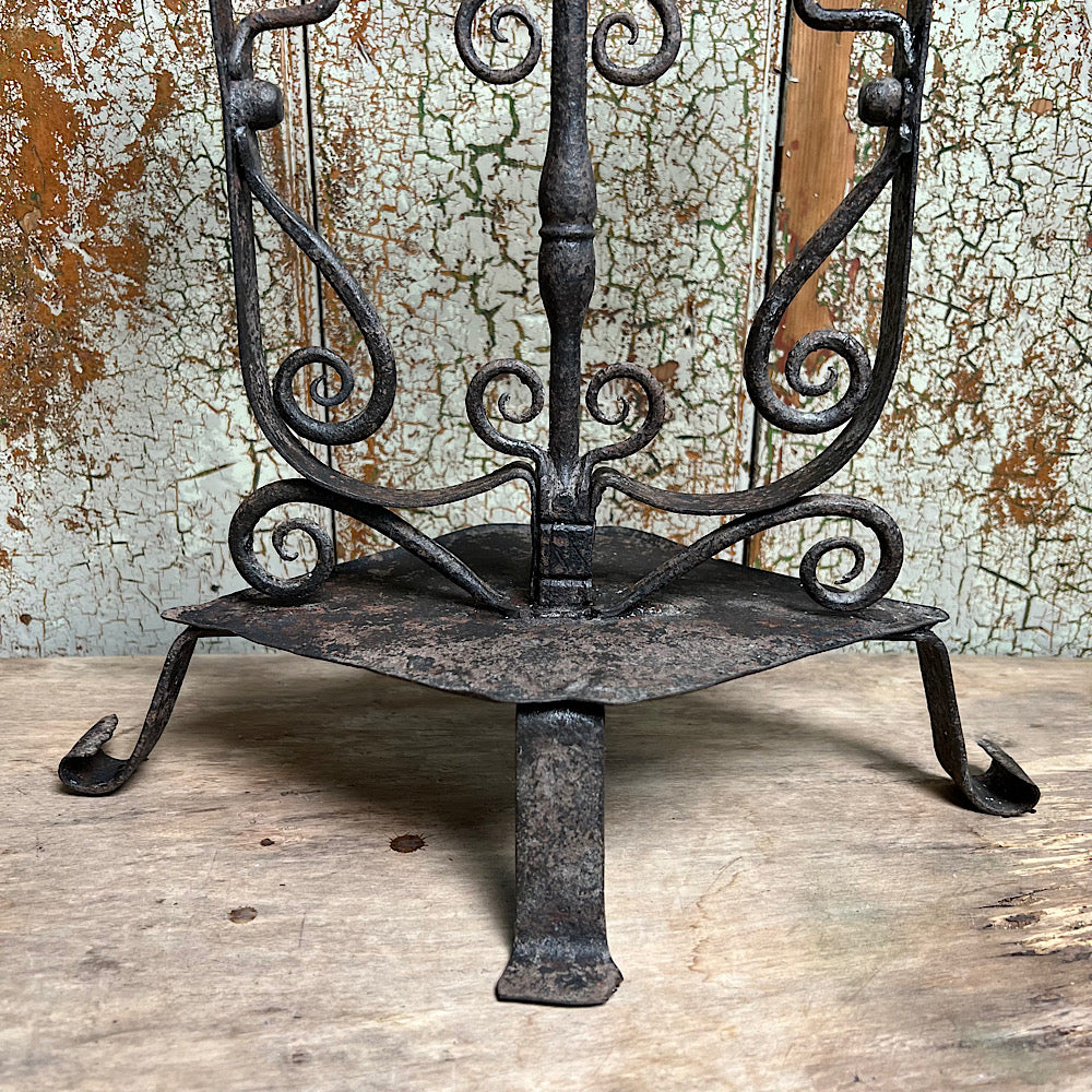 Ornate Wrought Iron Late 17th/Early 18th Century Candle Holder
