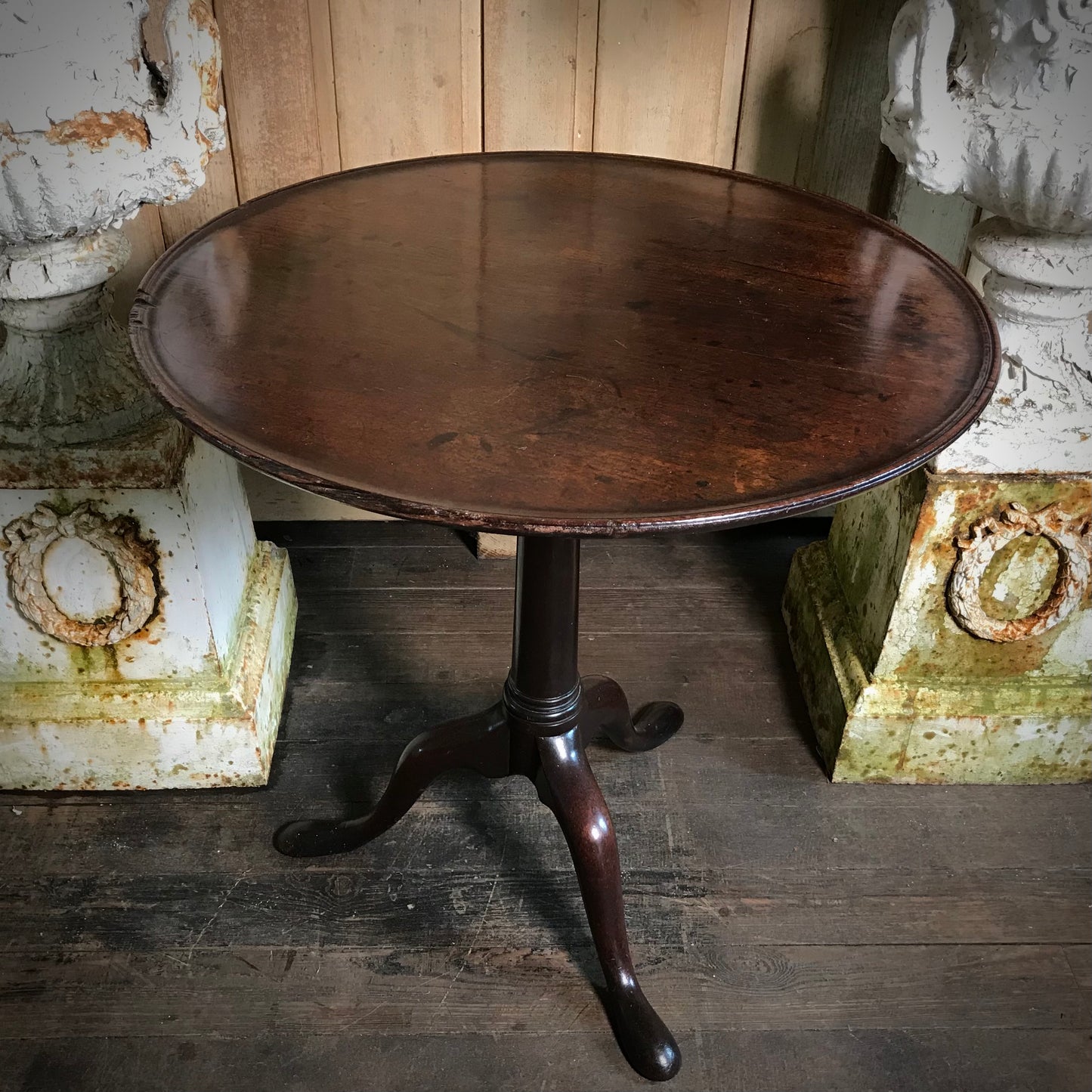 English Georgian Tilt Top Bird Cage Wine Table