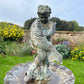 French Bronze Boy Holding Carp Fountain