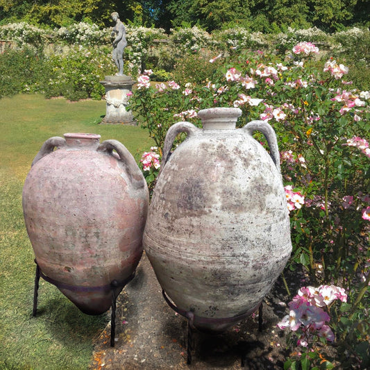 Pair of 18th c. Mediterranean Olive Jars on Stands