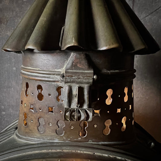 Large 19th Century Rustic Provincial Brass Candle Lantern