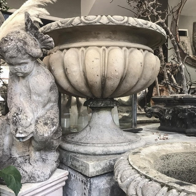 Pair of Large Scale Vintage Composite Urns