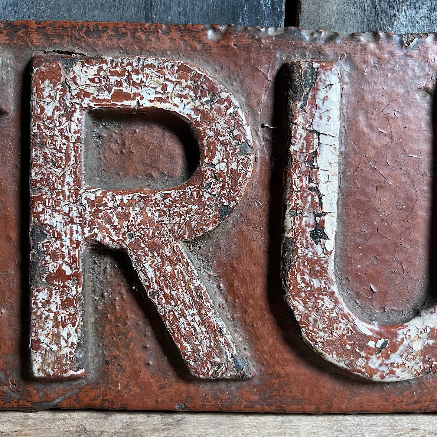 Cast Iron “FRUIT” Railway Sign c.1920