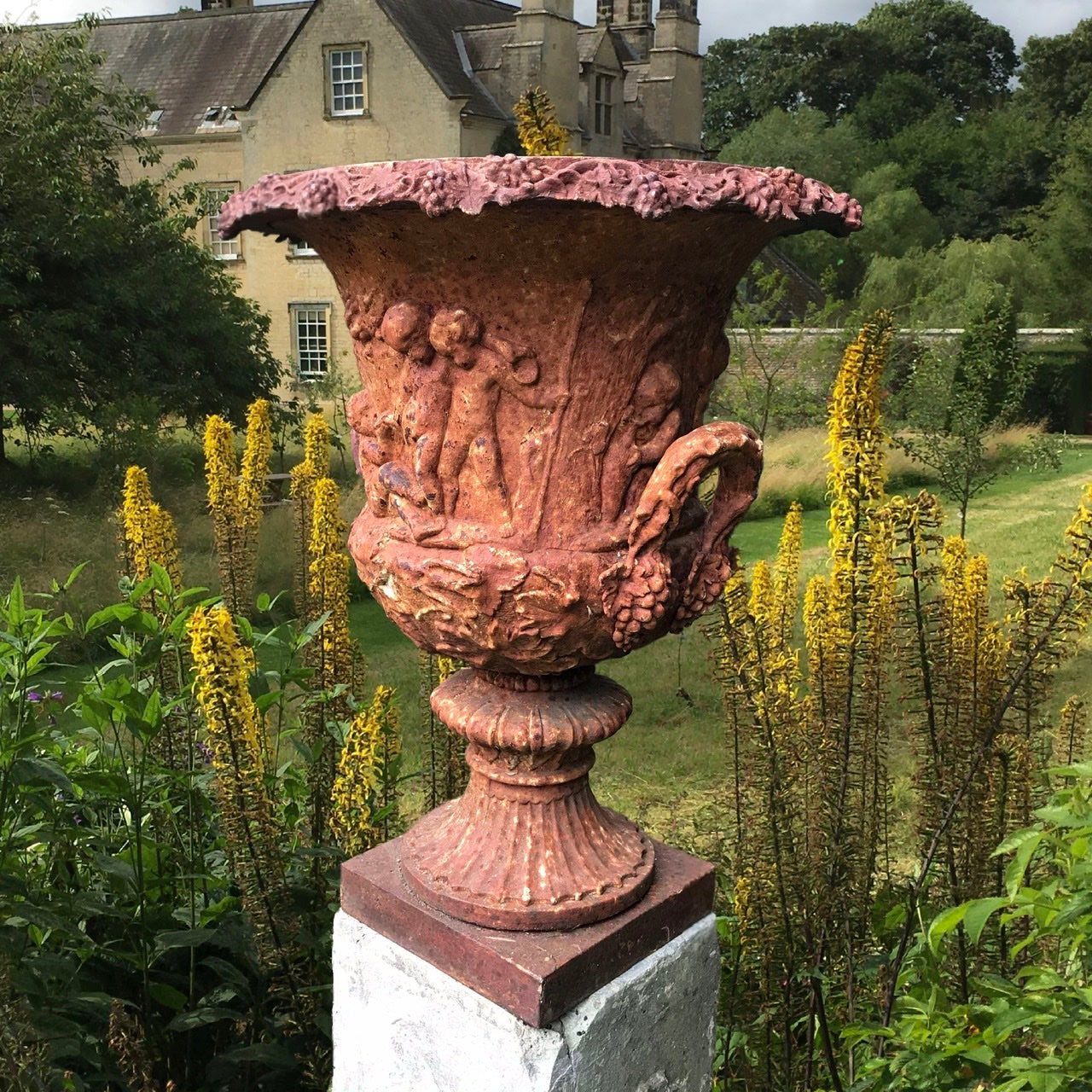 Rare Late 19th c. Handyside Garden Urn No.26 and Plinth