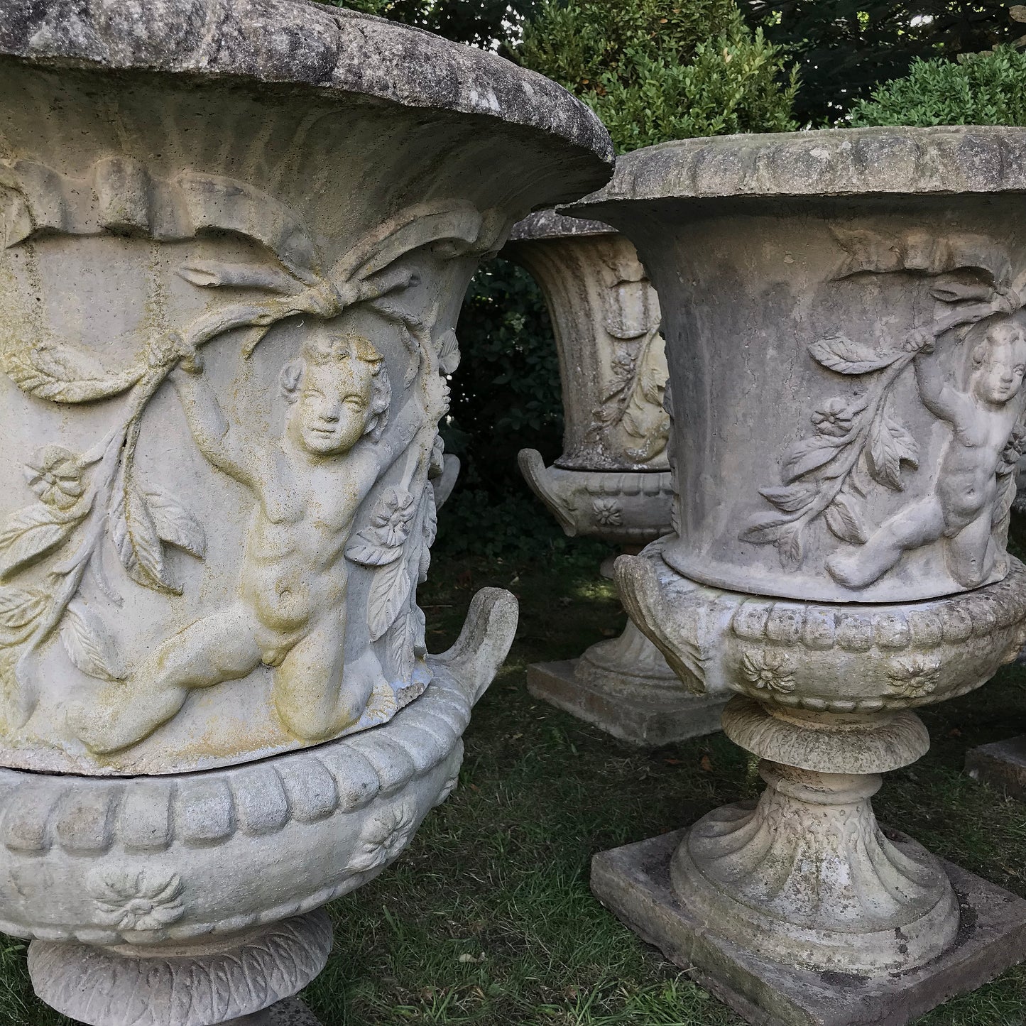 Set of 8 Dancing Putti Campana Urns