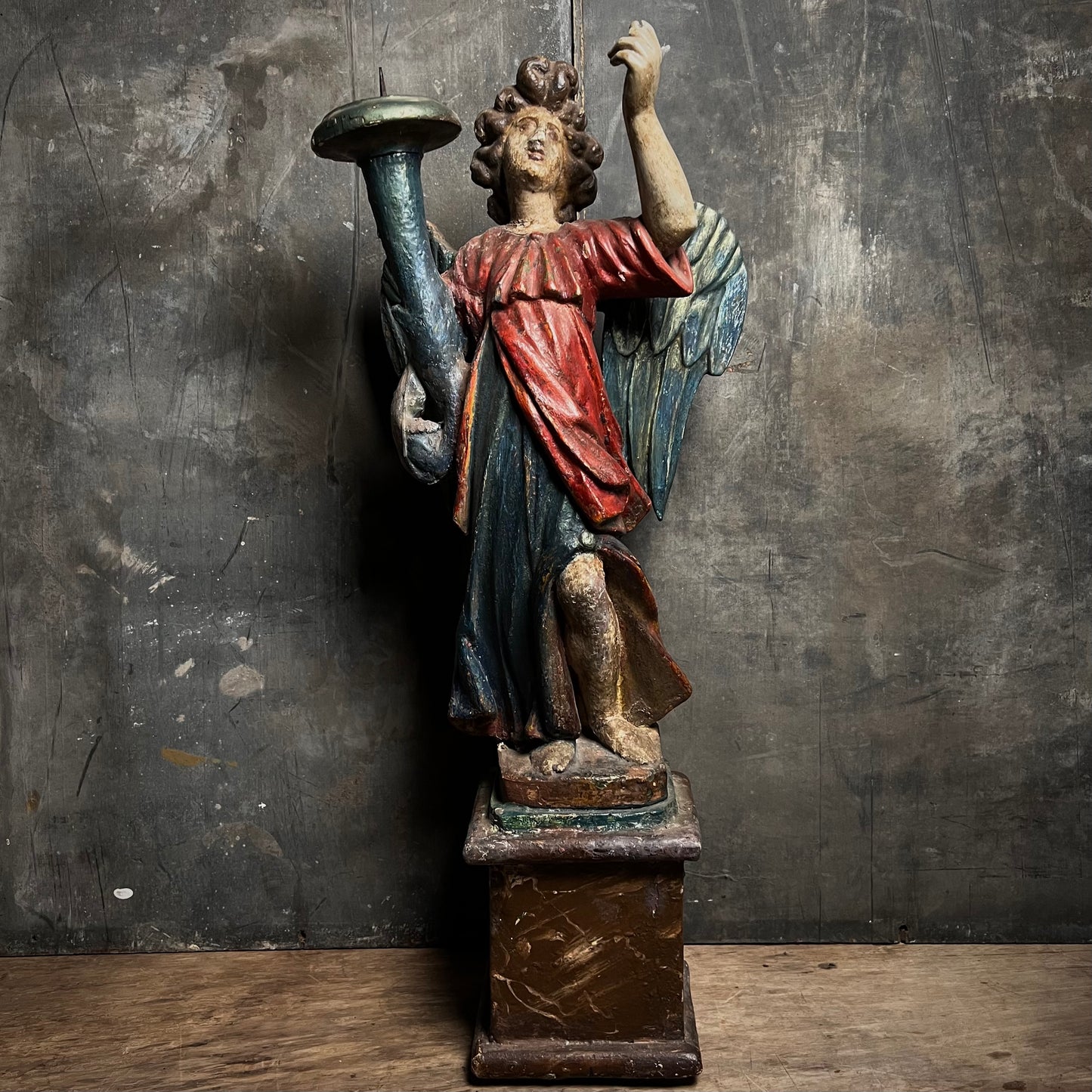 Carved Angel With Cornucopia Pricket Candlestick c.1680 and Later