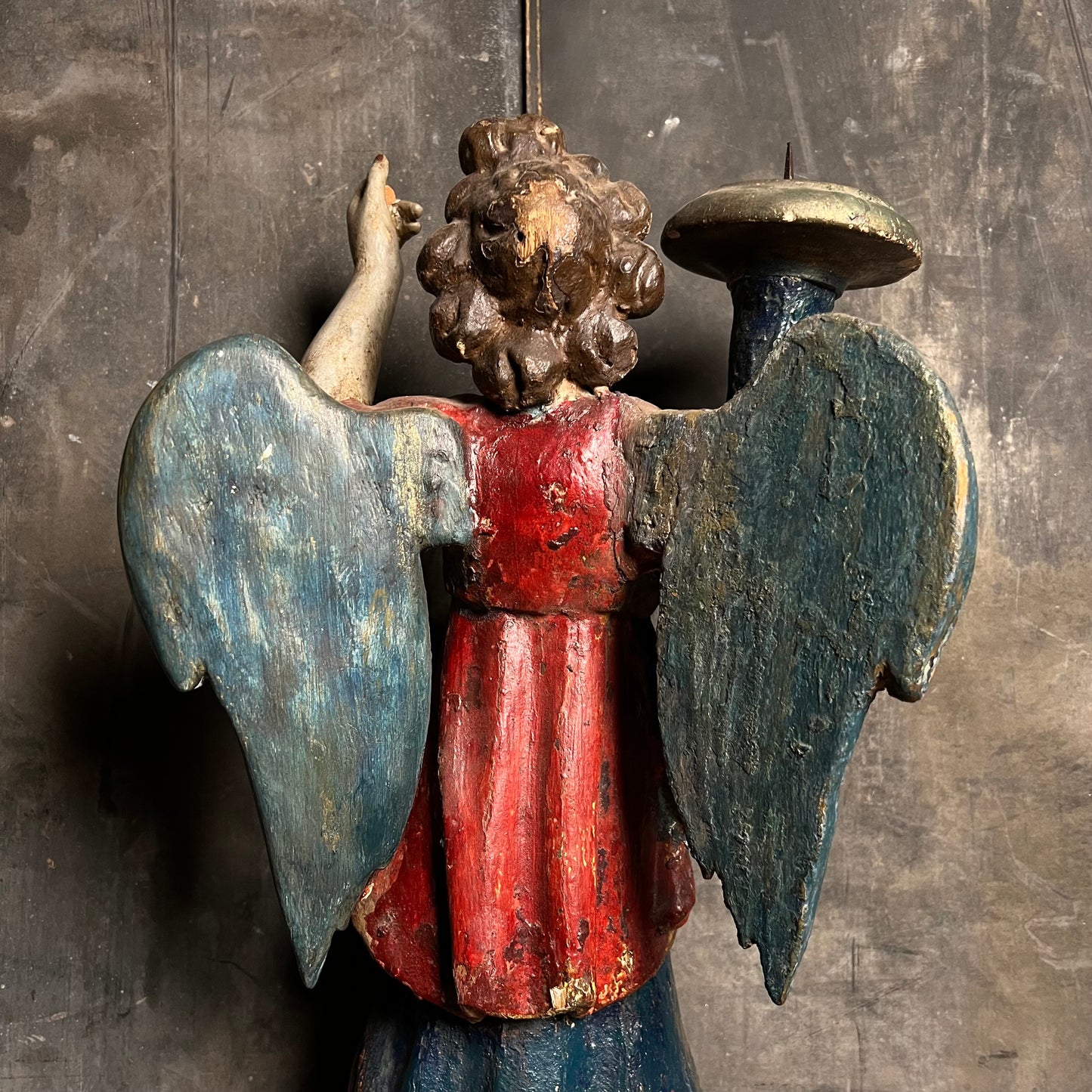 Carved Angel With Cornucopia Pricket Candlestick c.1680 and Later