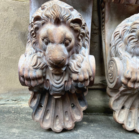 A Pair of ‘Doulton’ Terracotta Lion Corbels c.1890