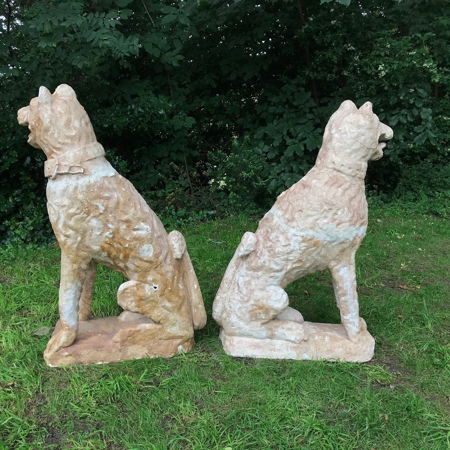 Pair of Plaster Maquette Grotesque Hounds