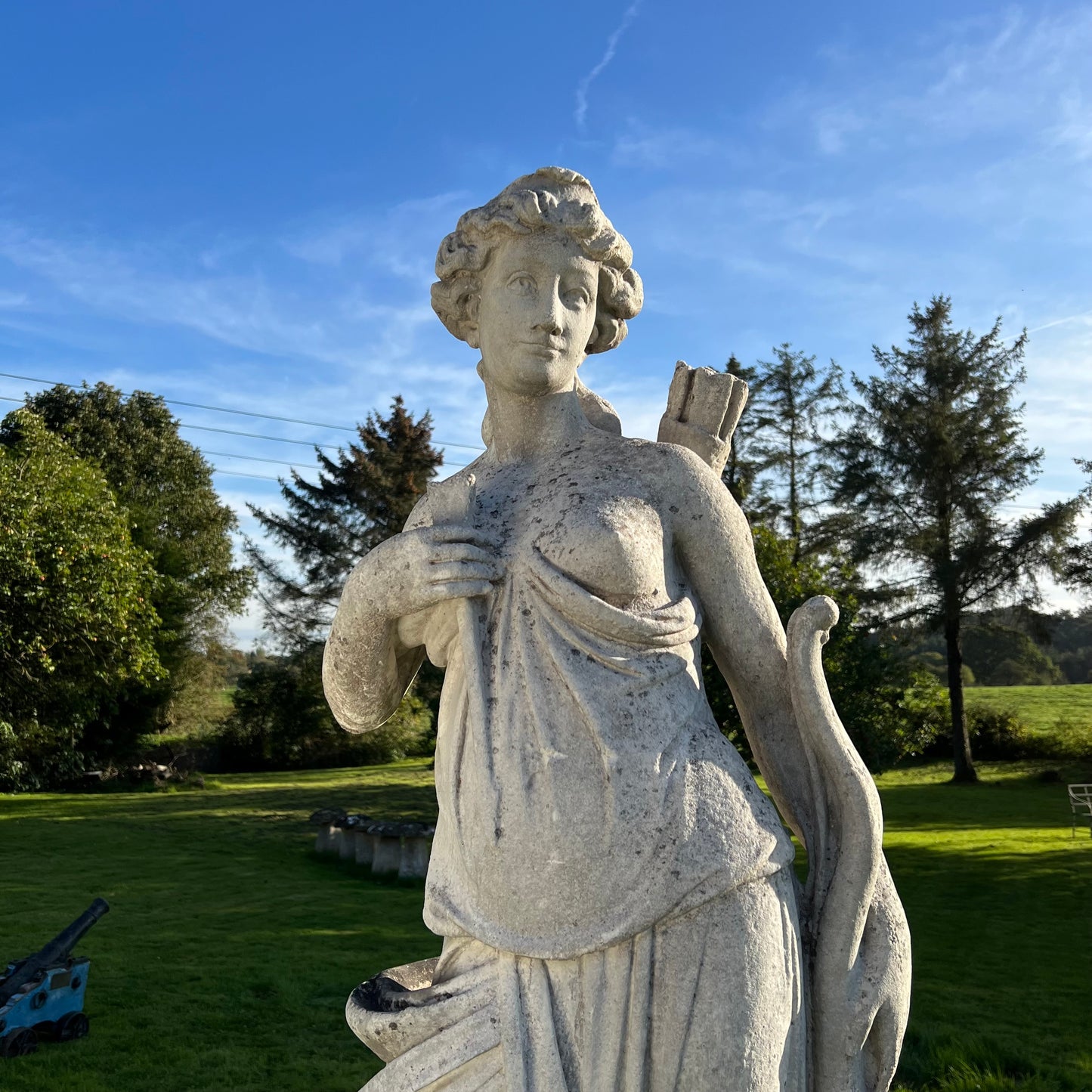 Huntress or Diana Statue with Plinth