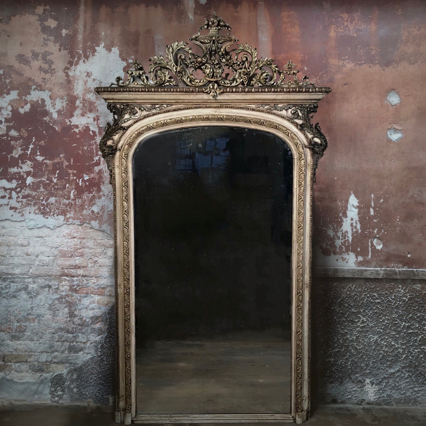 Large Carved Italian Silver and Gilt Mirror c.1860