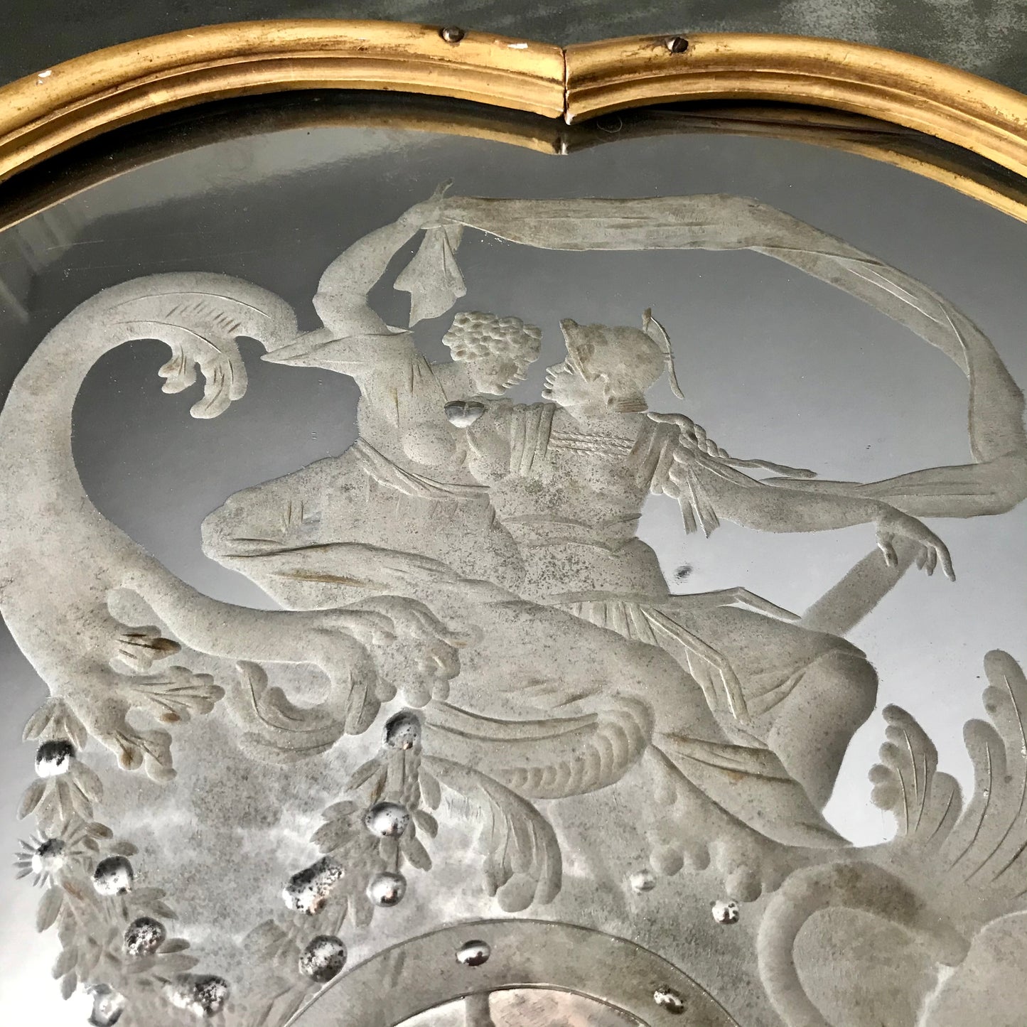 Venetian Murano Glass Engraved Sectional Mirror c.1780