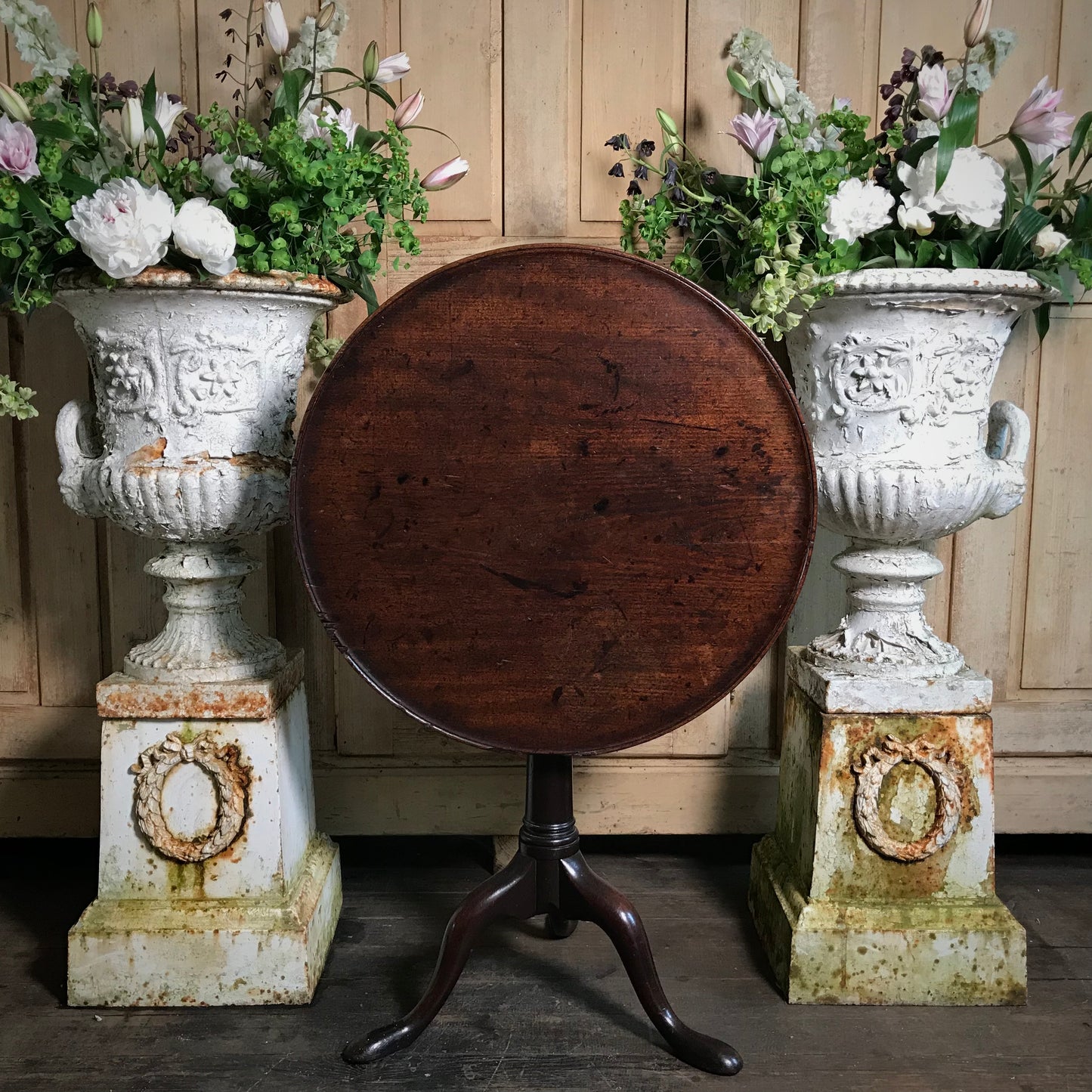 English Georgian Tilt Top Bird Cage Wine Table